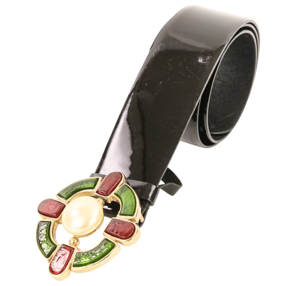 Chanel Gripoix Buckle Patent Leather Belt 75 30 Black — view 5