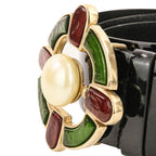 Chanel Gripoix Buckle Patent Leather Belt 75 30 Black — view 3