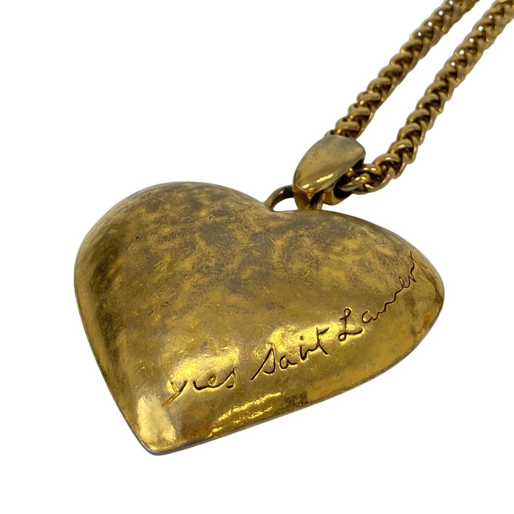 Saint Laurent Vintage Large Heart Necklace Gold Plated — view 2