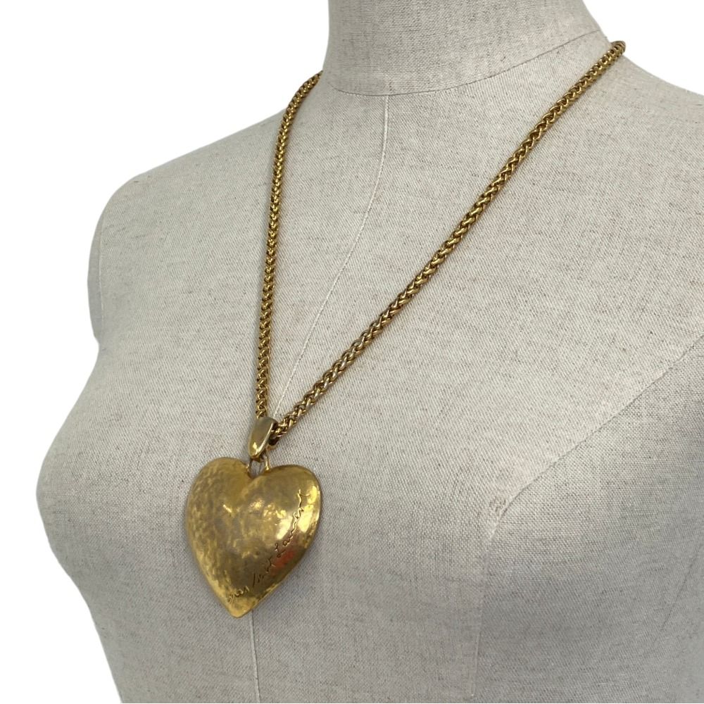 Saint Laurent Vintage Large Heart Necklace Gold Plated — view 4