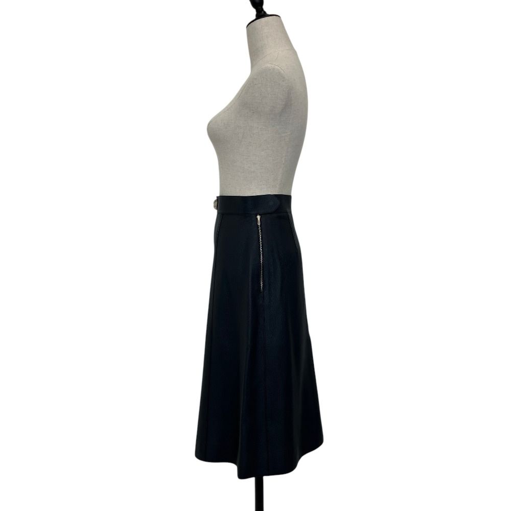 Hermes Collier de Chien Leather Skirt 34 Navy — view 3