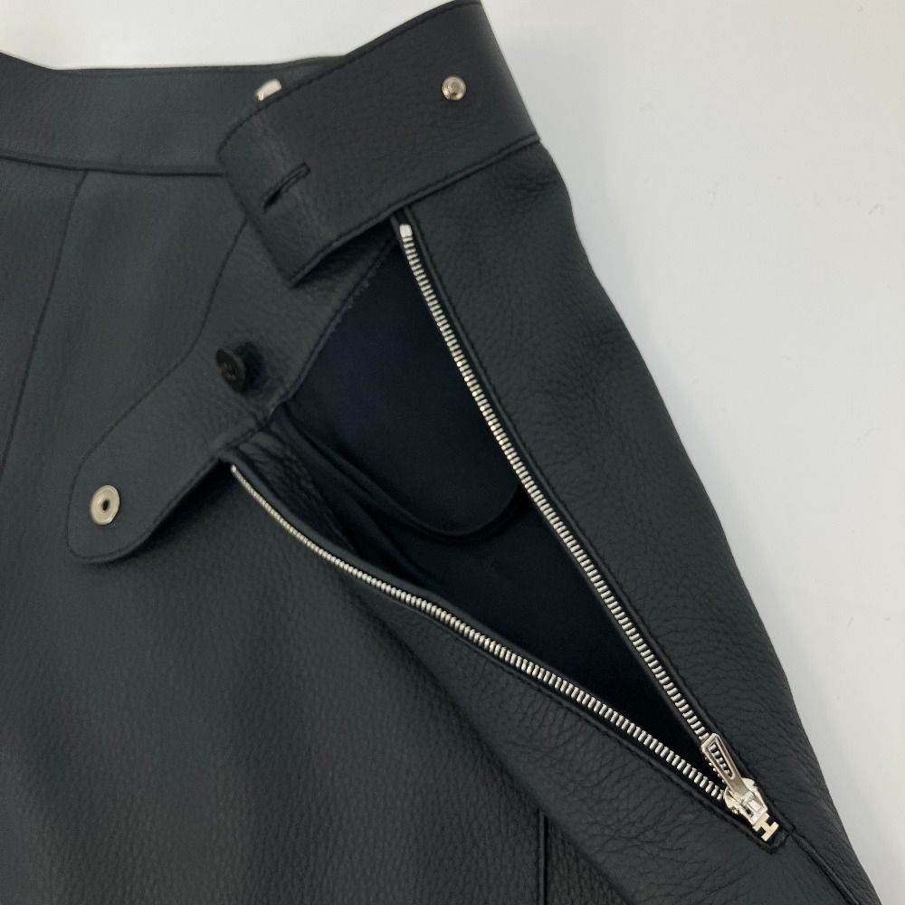 Hermes Collier de Chien Leather Skirt 34 Navy — view 7