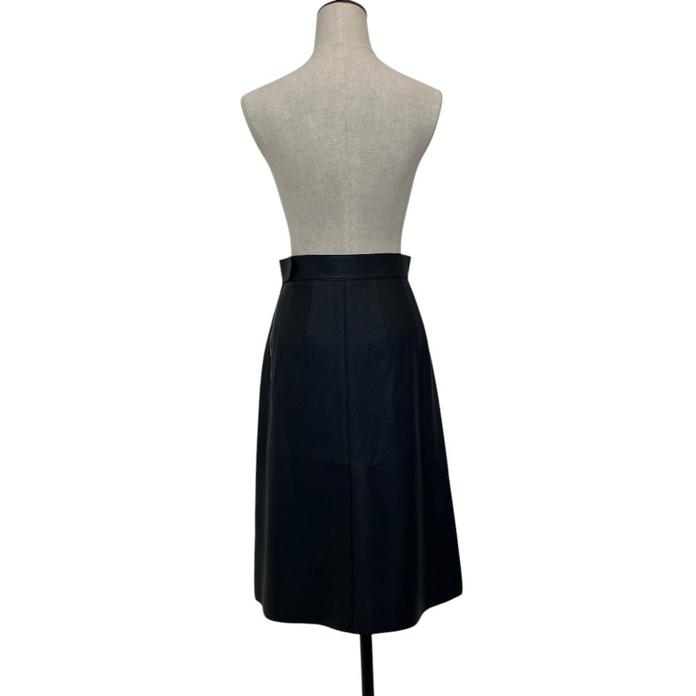 Hermes Collier de Chien Leather Skirt 34 Navy — view 4