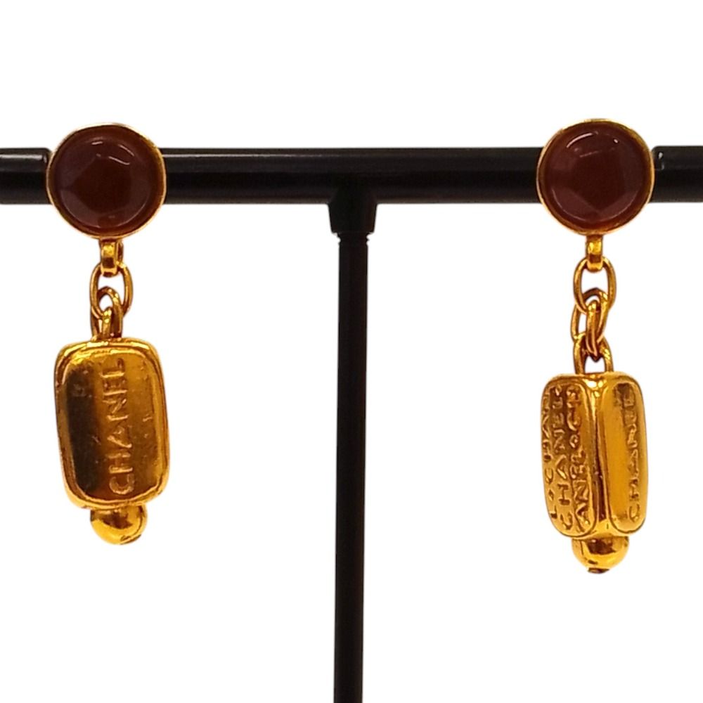 Chanel 99A Vintage Gripoix Swing Earrings Gold Plated