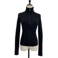 Chanel Cashmere 100% CC Logo Wide Rib Knit Zip Jacket 34 Black