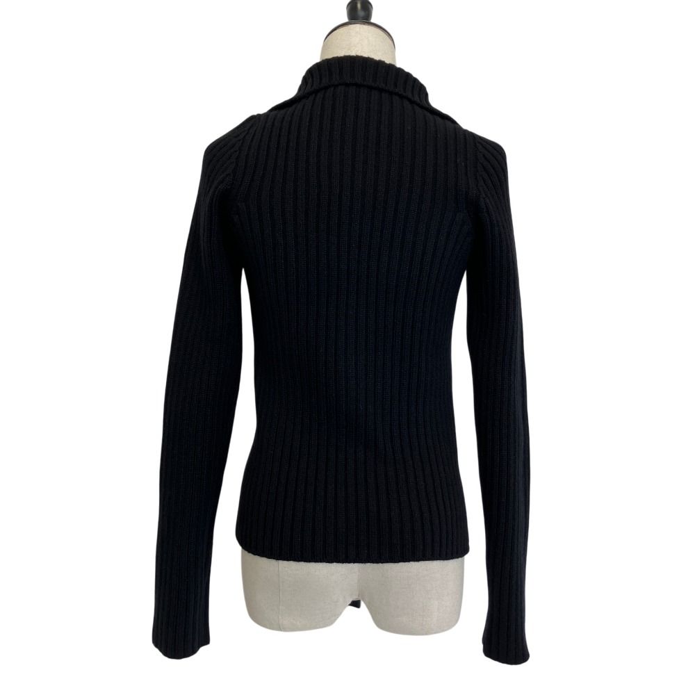 Chanel Cashmere 100% CC Logo Wide Rib Knit Zip Jacket 34 Black — view 4