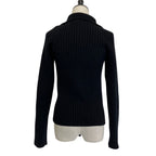 Chanel Cashmere 100% CC Logo Wide Rib Knit Zip Jacket 34 Black — view 4