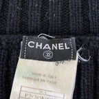 Chanel Cashmere 100% CC Logo Wide Rib Knit Zip Jacket 34 Black — view 7