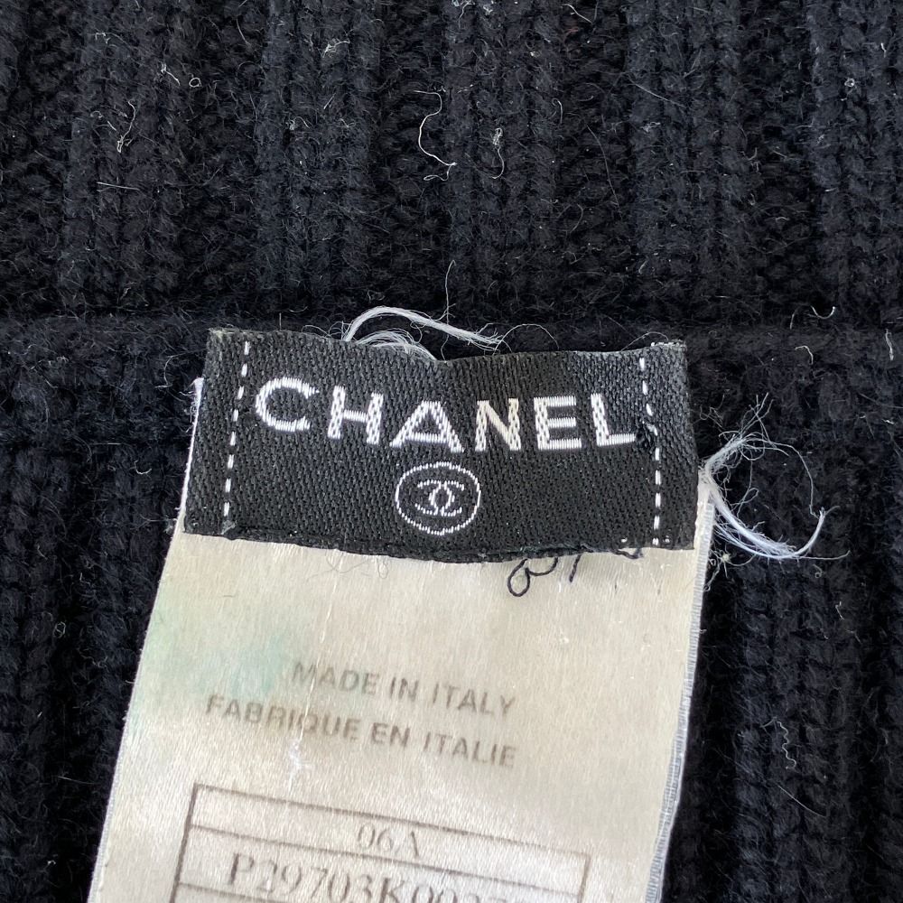 Chanel Cashmere 100% CC Logo Wide Rib Knit Zip Jacket 34 Black — view 7