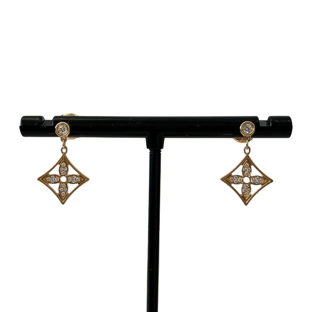 Louis Vuitton Monogram Idylle Blossom 750 Diamond Earrings Yellow Gold