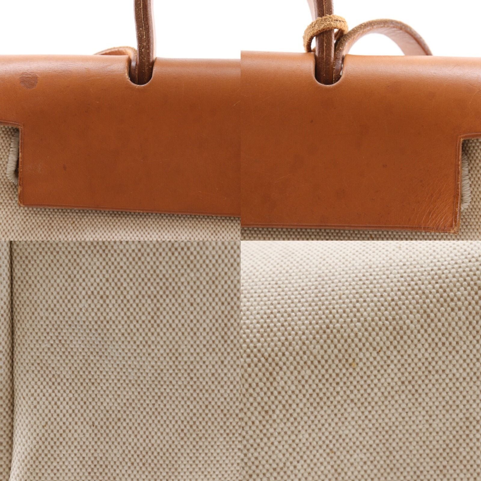 Hermes Herbag PM 2-Way Toile H Leather Beige Black D Shoulder Bag — view 8