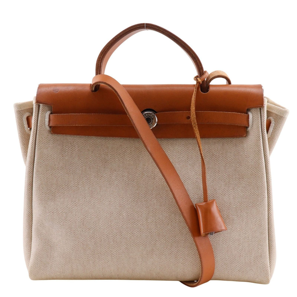 Hermes Herbag PM 2-Way Toile H Leather Beige Black D Shoulder Bag