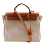 Hermes Herbag PM 2-Way Toile H Leather Beige Black D Shoulder Bag
