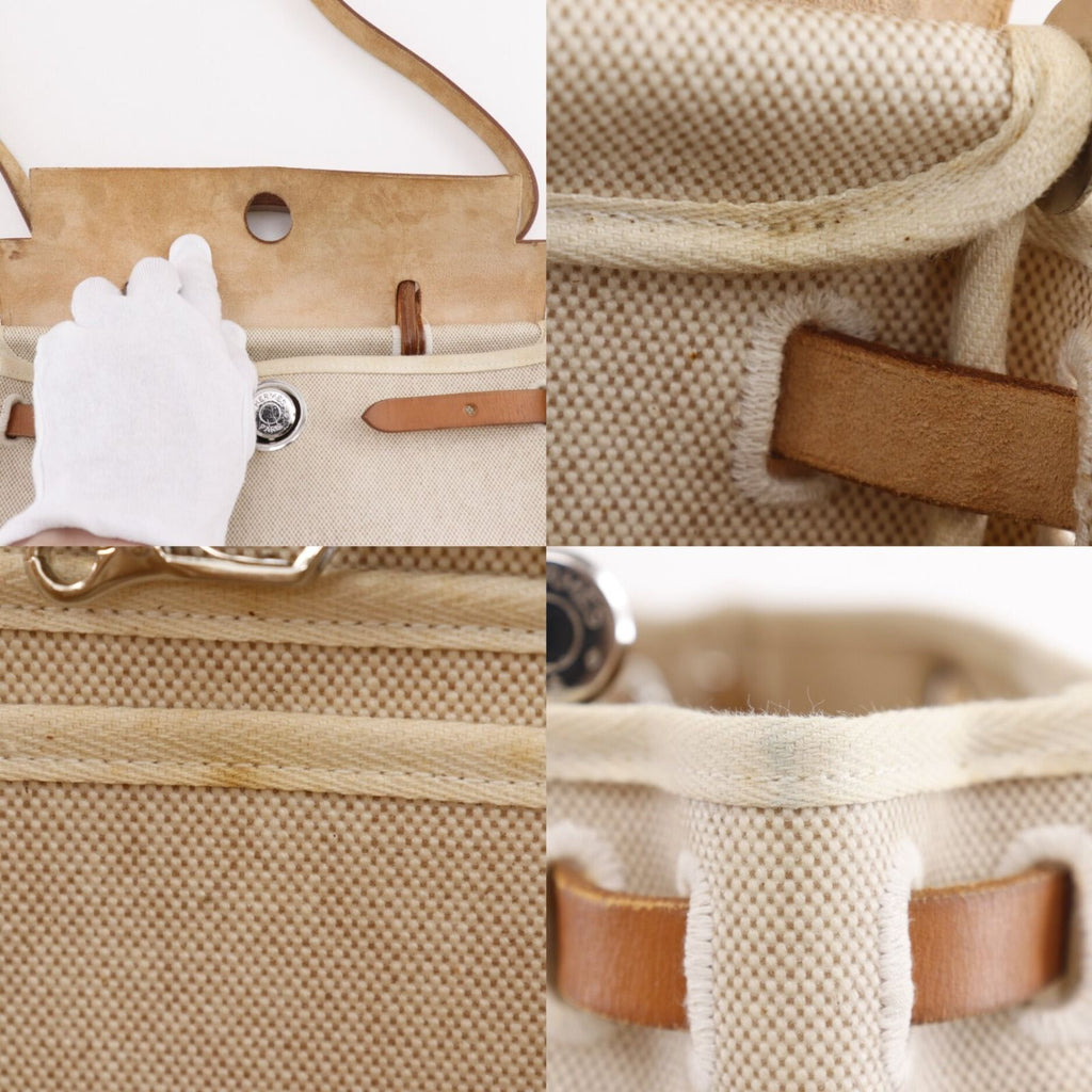 Hermes Herbag PM 2-Way Toile H Leather Beige Black D Shoulder Bag — view 7