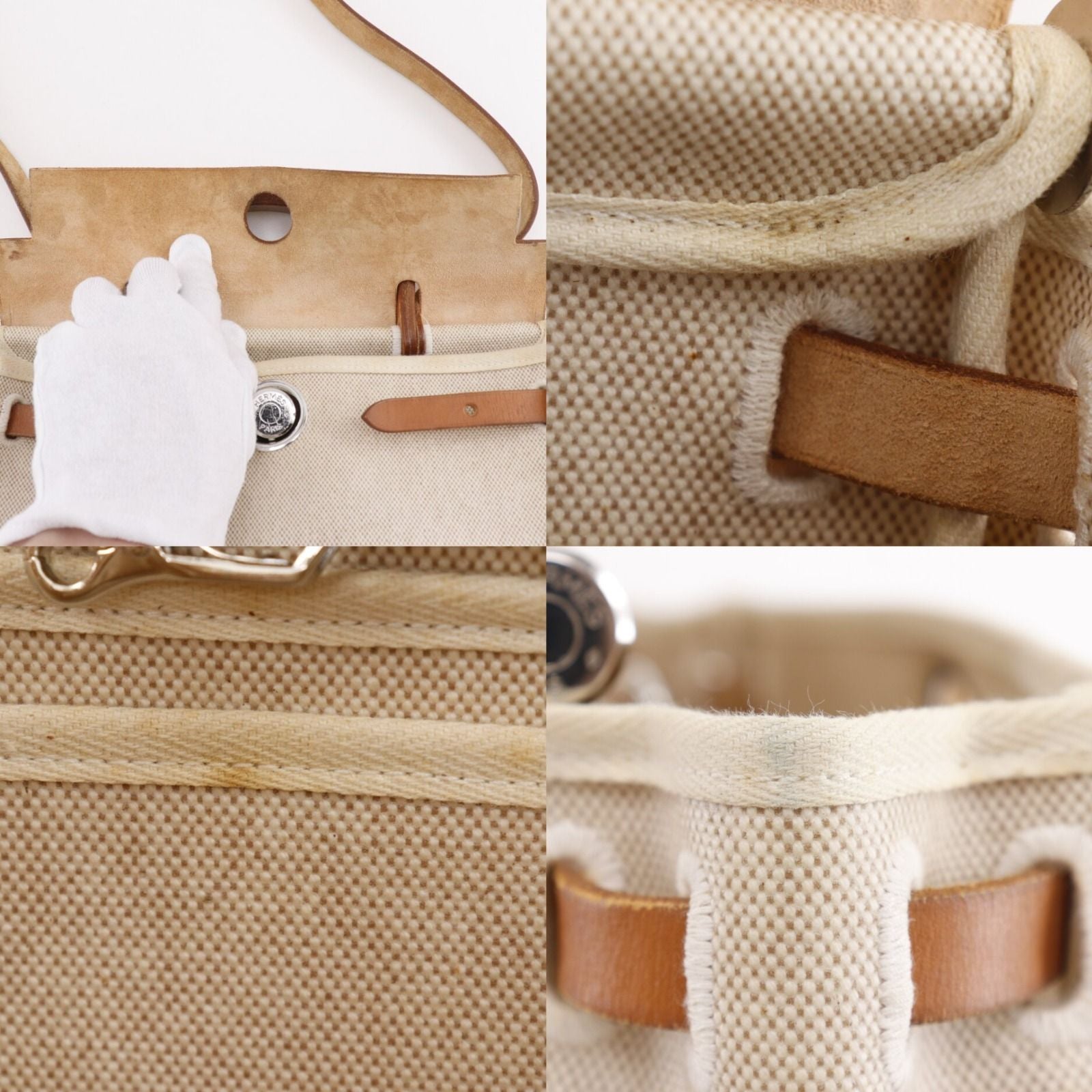 Hermes Herbag PM 2-Way Toile H Leather Beige Black D Shoulder Bag — view 7