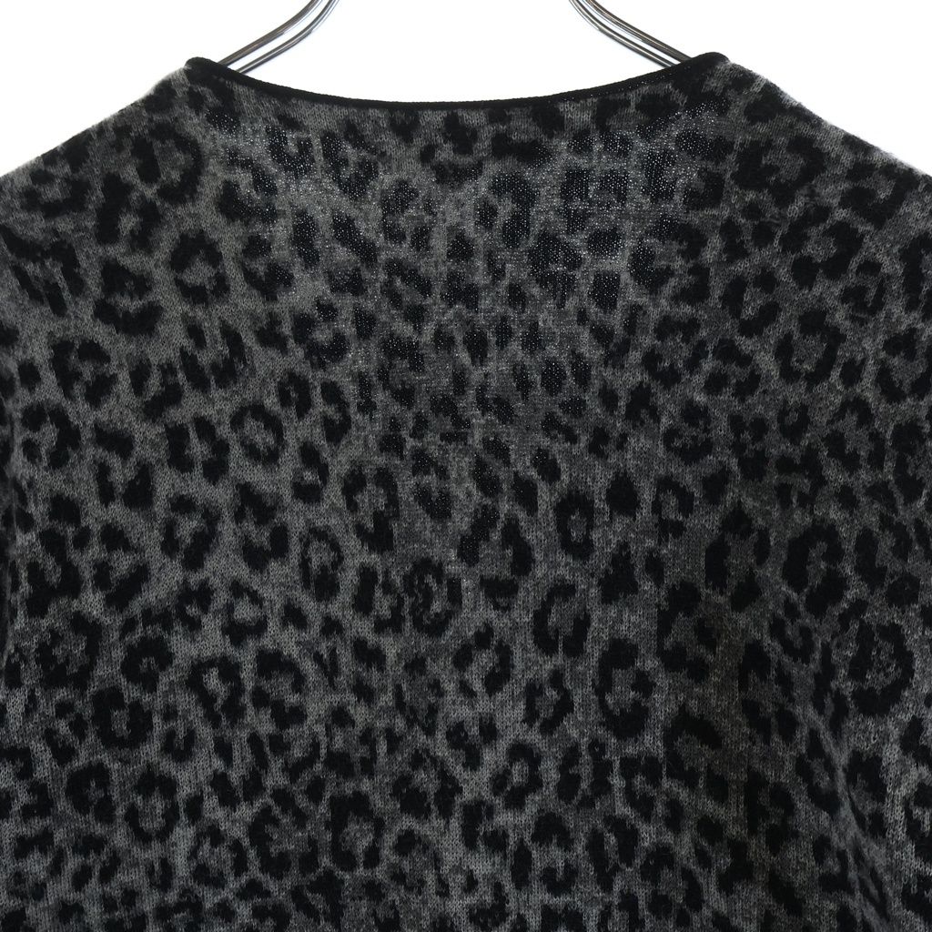 Dior Vintage Embroidered Leopard Wool Cardigan Gray — view 4