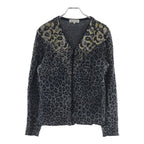 Dior Vintage Embroidered Leopard Wool Cardigan Gray