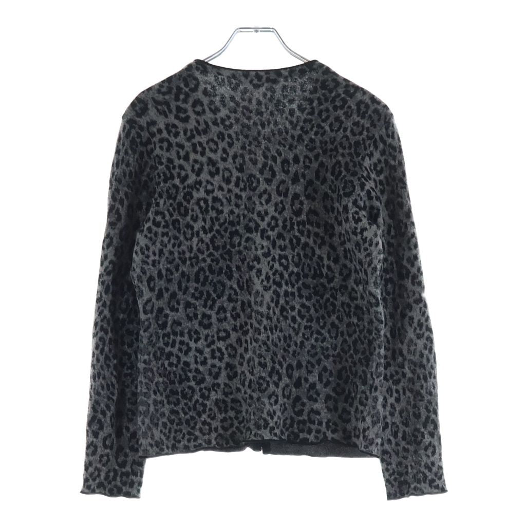 Dior Vintage Embroidered Leopard Wool Cardigan Gray — view 2