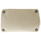 Prada Canapa Flower Applique Tote Bag Ivory Navy Canvas Silver — view 4