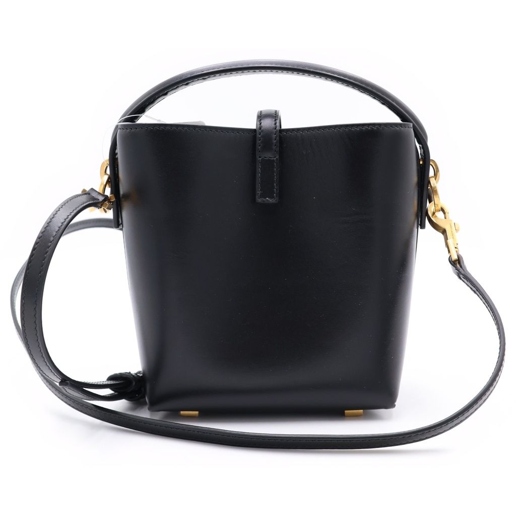 Saint Laurent Paris le 37 Mini Bucket Shiny Leather 2-Way Shoulder Bag Black — view 2
