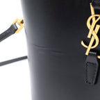 Saint Laurent Paris le 37 Mini Bucket Shiny Leather 2-Way Shoulder Bag Black — view 7