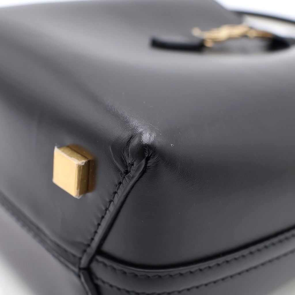 Saint Laurent Paris le 37 Mini Bucket Shiny Leather 2-Way Shoulder Bag Black — view 5