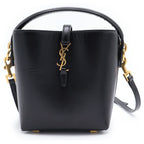 Saint Laurent Paris le 37 Mini Bucket Shiny Leather 2-Way Shoulder Bag Black