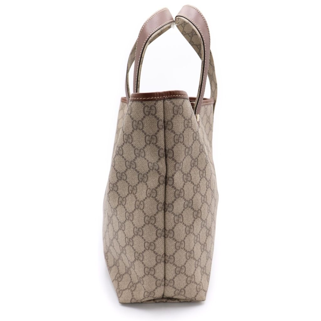 Gucci GG Supreme All Over Pattern Logo Leather Hand Tote Bag Brown — view 3