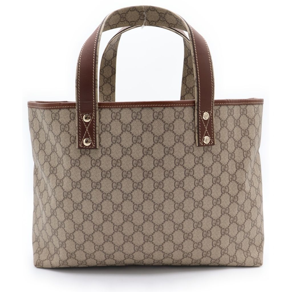 Gucci GG Supreme All Over Pattern Logo Leather Hand Tote Bag Brown — view 2