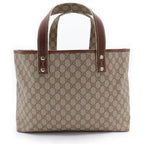 Gucci GG Supreme All Over Pattern Logo Leather Hand Tote Bag Brown — view 2