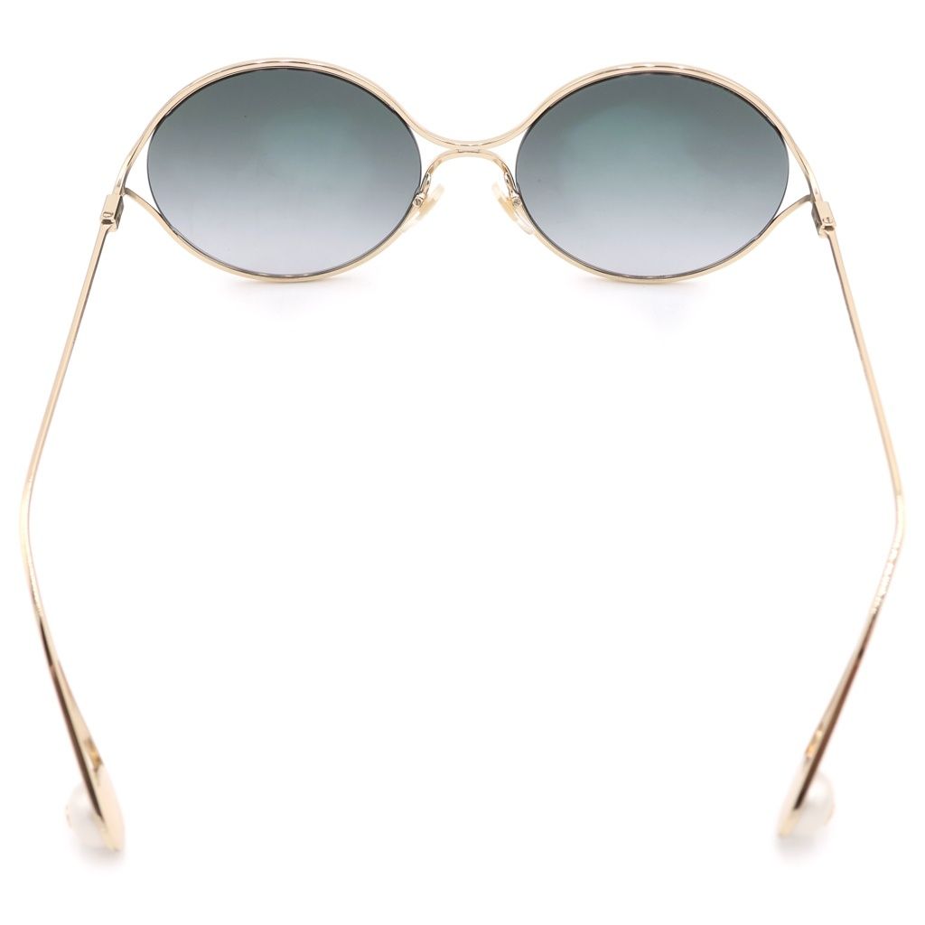 Gucci GG Logo Faux Pearl Asian Fit Sunglasses Eyewear Gold Gray Gradient — view 2