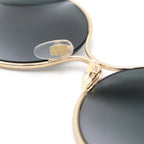 Gucci GG Logo Faux Pearl Asian Fit Sunglasses Eyewear Gold Gray Gradient — view 5