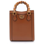 Gucci Diana Mini 2-Way Shoulder Bag Mini Brown Leather Gold