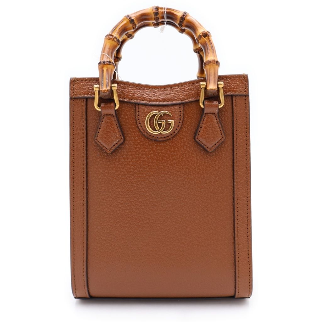 Gucci Diana Mini 2-Way Shoulder Bag Mini Brown Leather Gold