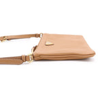 Prada Soft Gray Mini Shoulder Bag Camel Brown Leather Gold — view 3