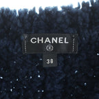 Chanel CC Logo Wool Acrylic Long Sleeve Knit Sweater Cashmere Blend Navy — view 7