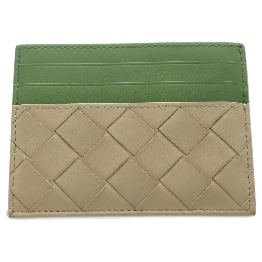 Bottega Veneta Card Case Intrecciato Green Top Leather