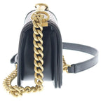 Chanel Boy Quilted CC Logo Small Gold Lambskin Black Shoulder Bag — view 3