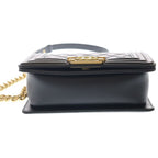 Chanel Boy Quilted CC Logo Small Gold Lambskin Black Shoulder Bag — view 4