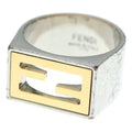 Fendi FF Motif Signet Ring Silver
