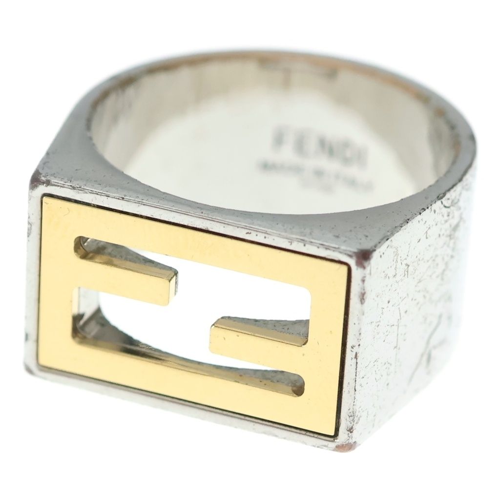 Fendi FF Motif Signet Ring Silver