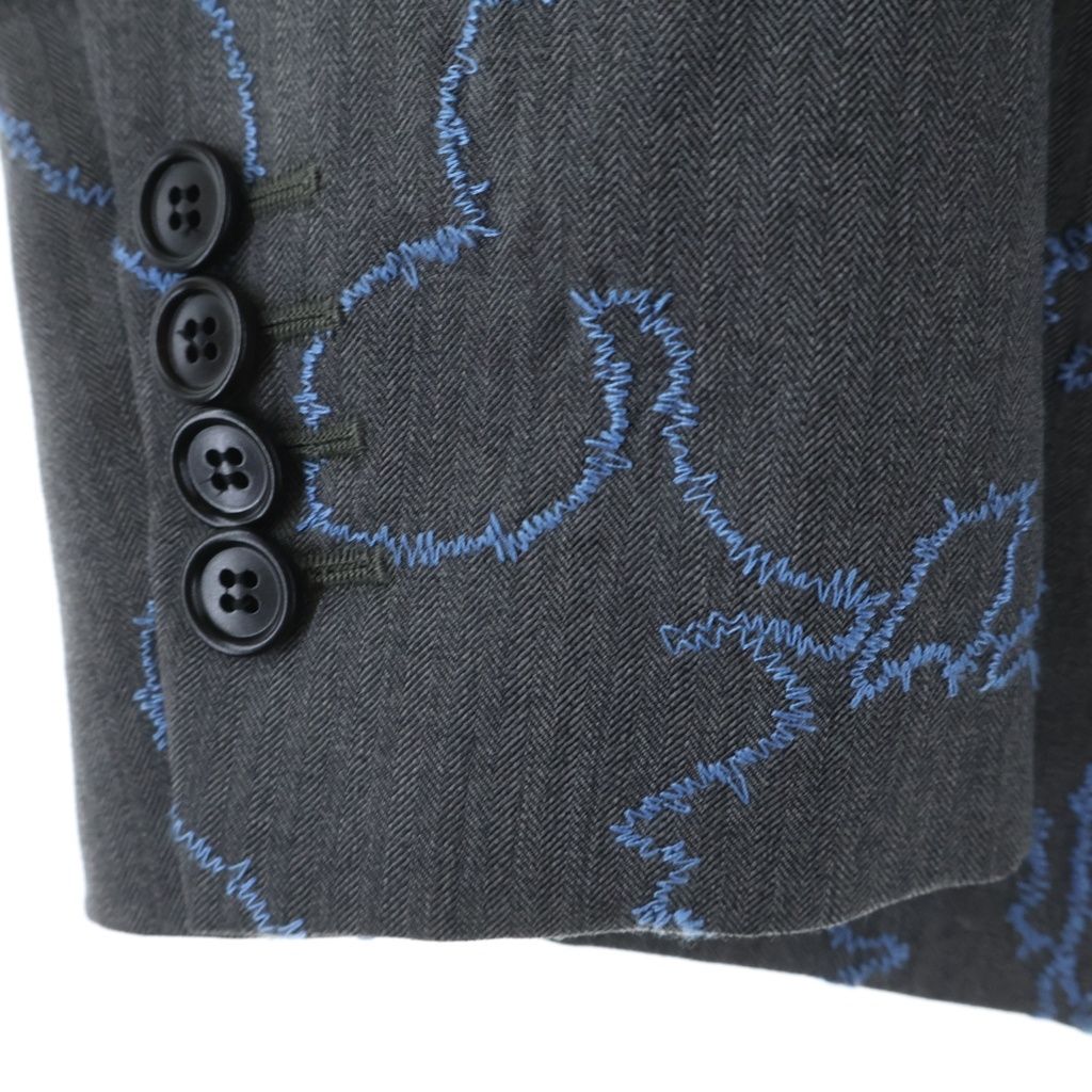 Dior Homme Flower Embroidery Tailored Jacket Gray — view 5
