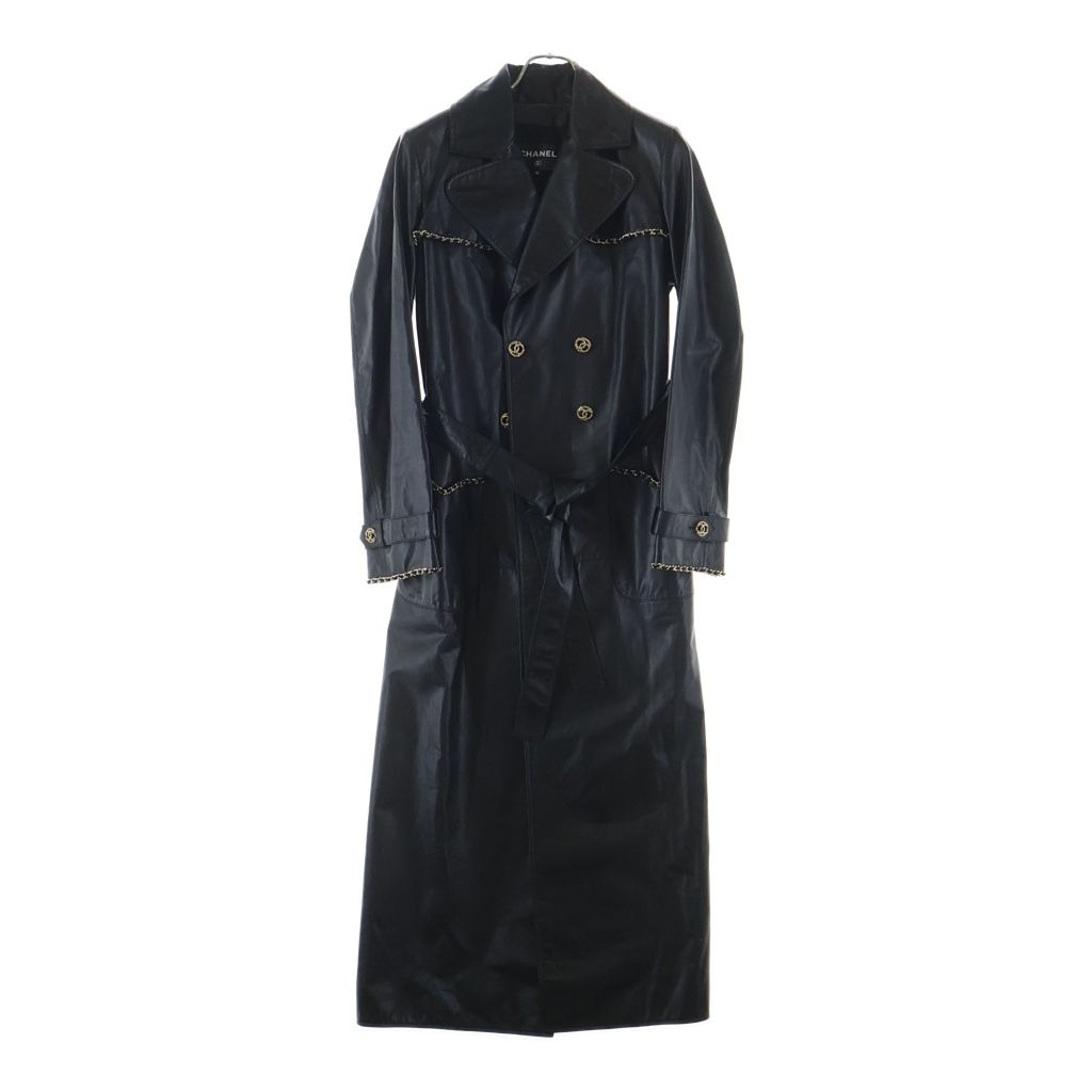 Chanel Coco Button Calf Leather Double Chain Star Coat Long Gold Decoration