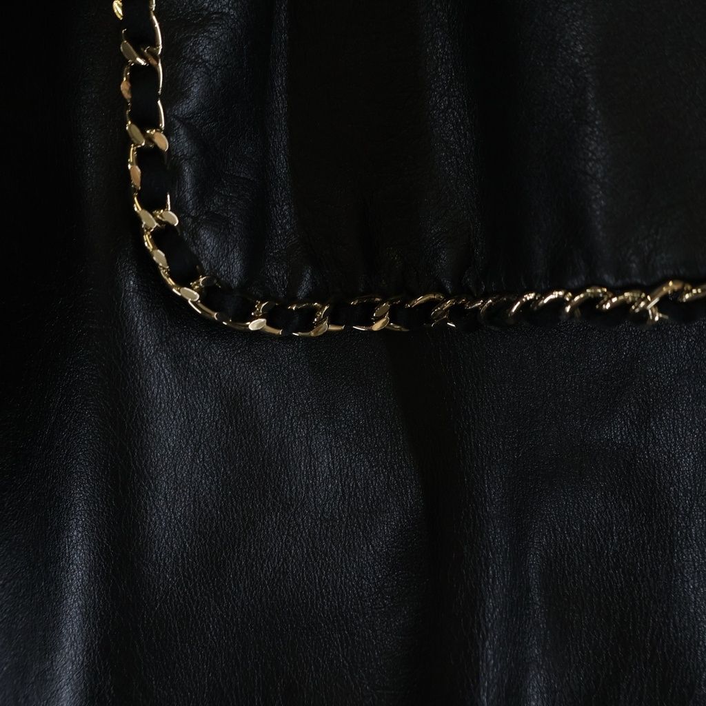 Chanel Coco Button Calf Leather Double Chain Star Coat Long Gold Decoration — view 4
