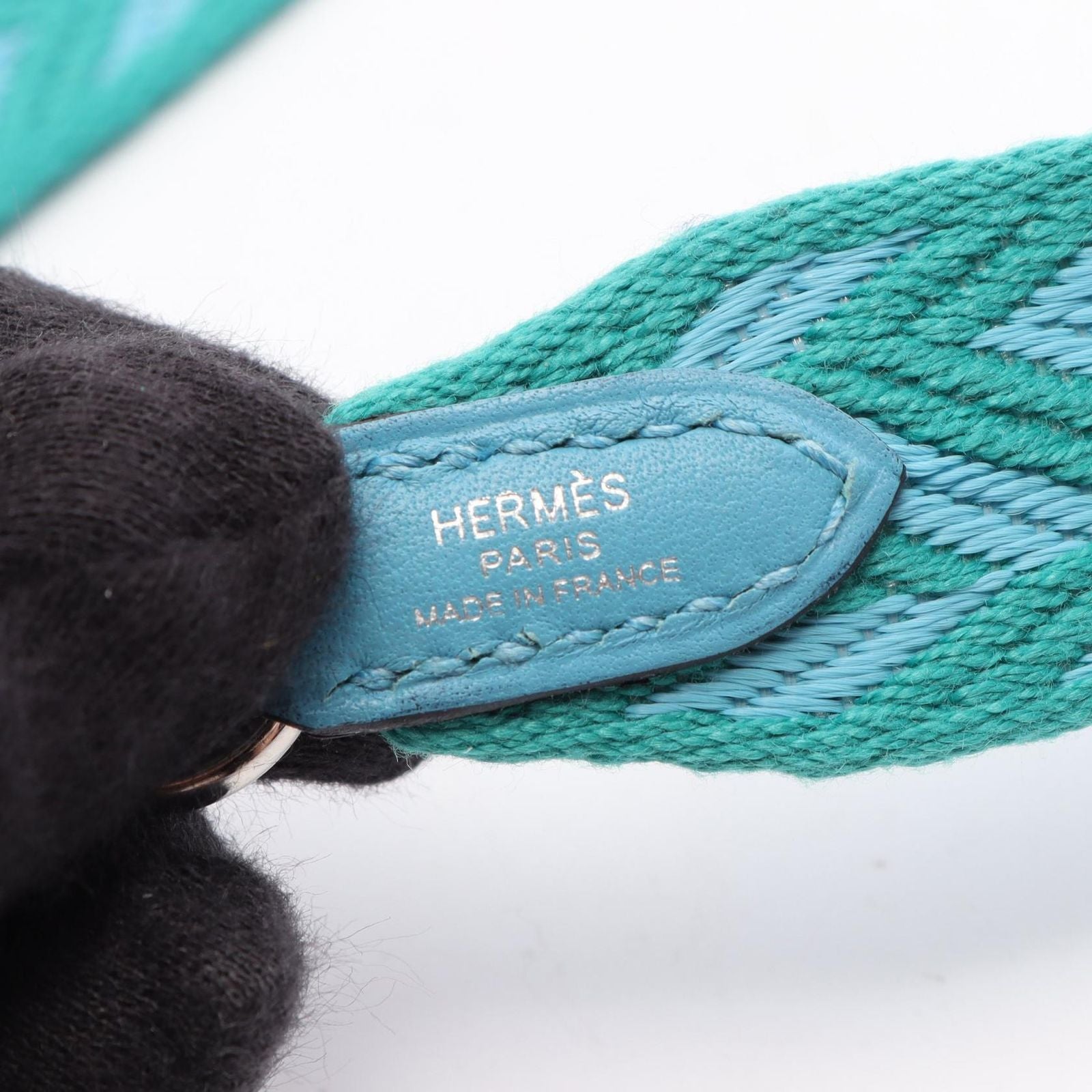 Hermes Shoulder Strap Bandouliere Sangles Zigzag Vert Veron Blue Nole — view 4