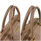 Prada Trial Patch Top Handle Satchel Saffiano Leather Beige Pink Mini — view 6