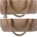 Prada Trial Patch Top Handle Satchel Saffiano Leather Beige Pink Mini — view 7