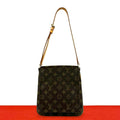 Louis Vuitton Musette Salsa Monogram Leather Logo Pattern Shoulder Bag Brown