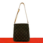 Louis Vuitton Musette Salsa Monogram Leather Logo Pattern Shoulder Bag Brown