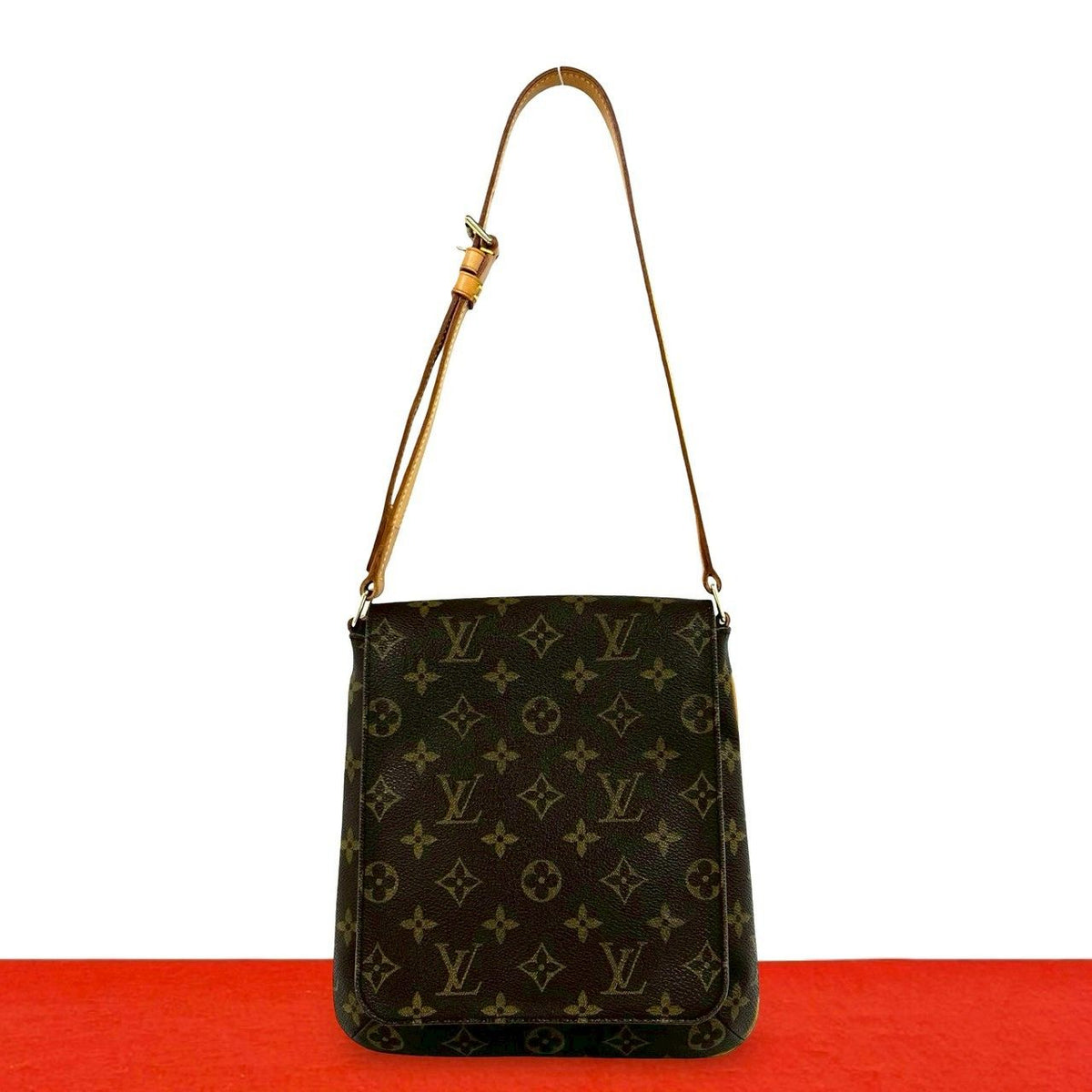 Louis Vuitton Musette Salsa Monogram Leather Logo Pattern Shoulder Bag Brown